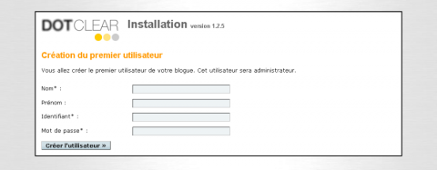 Création du premier utilisateur