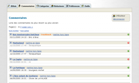 Gestion des commentaires