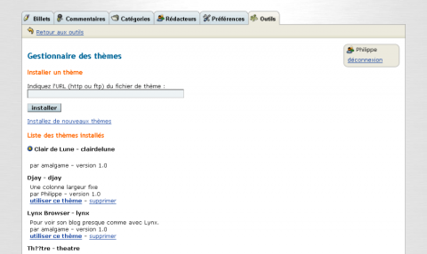 gestionnaire des thèmes