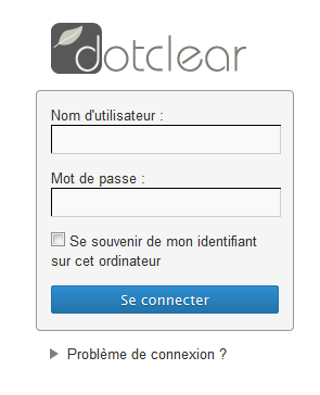 Page d'accès à l'administration du blog