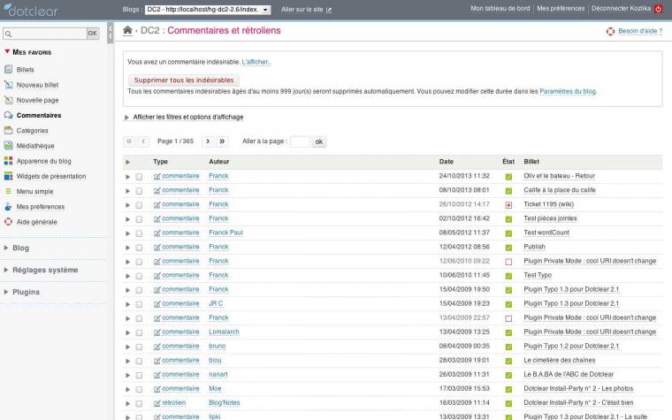 Gestion des commentaires