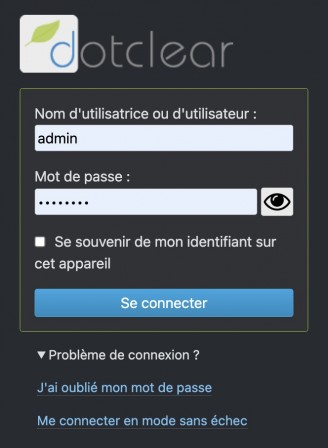Page de connexion normale avec les liens de secours, déc. 2022 Page de connexion normale avec les liens de secours