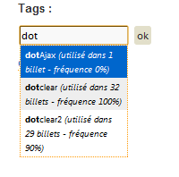 autocomplétion des tags